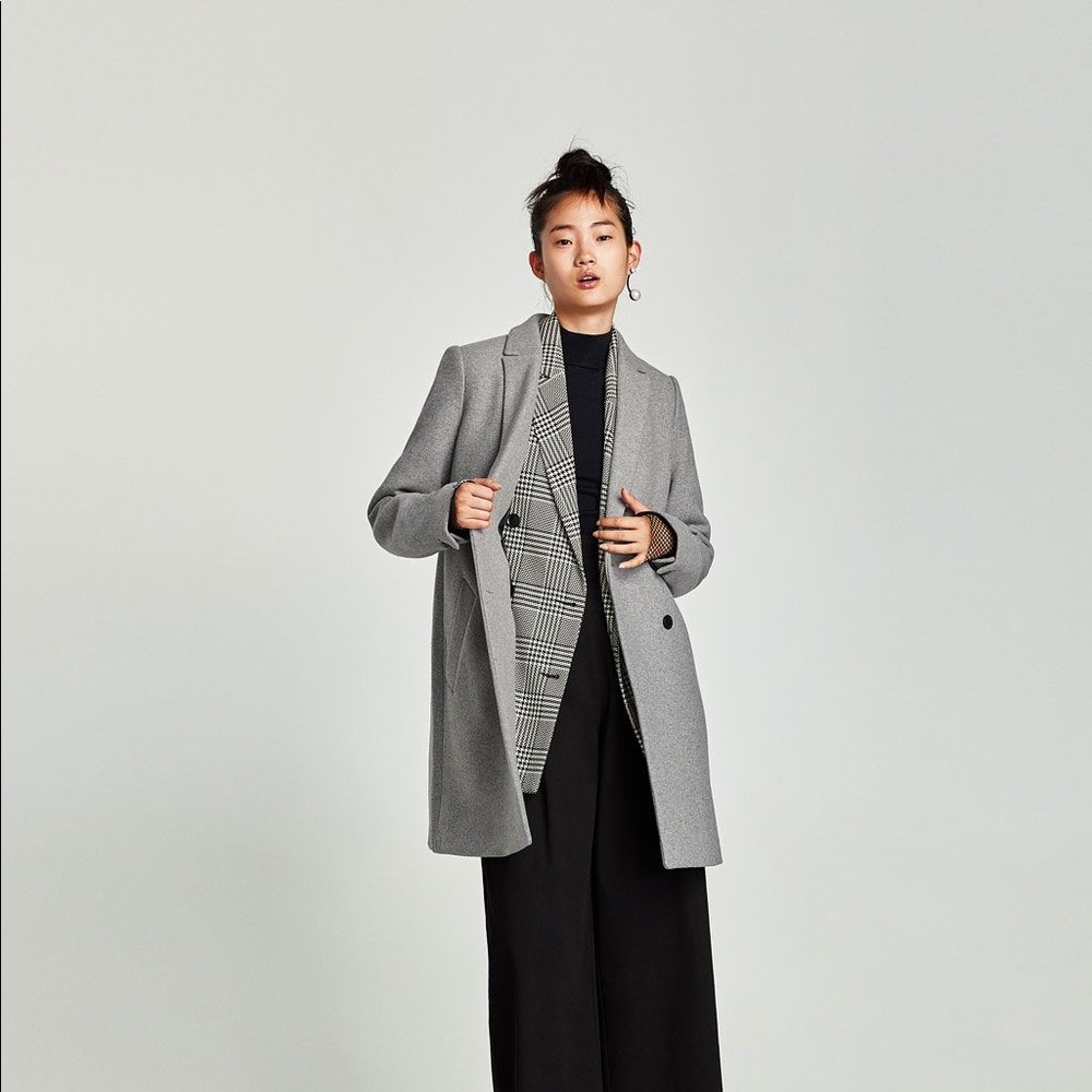 Zara Woman Grey Wool Coat